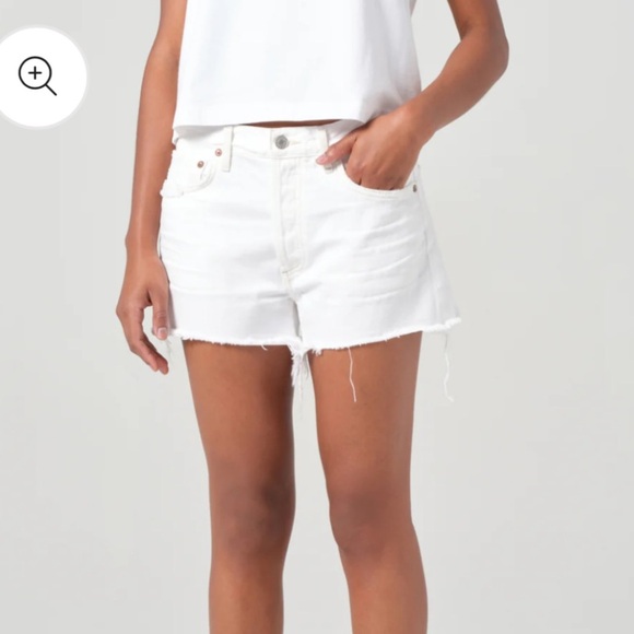 Agolde Pants - Agolde White Jean Parker Vintage Denim Cutoff Fringe Shorts Size 27